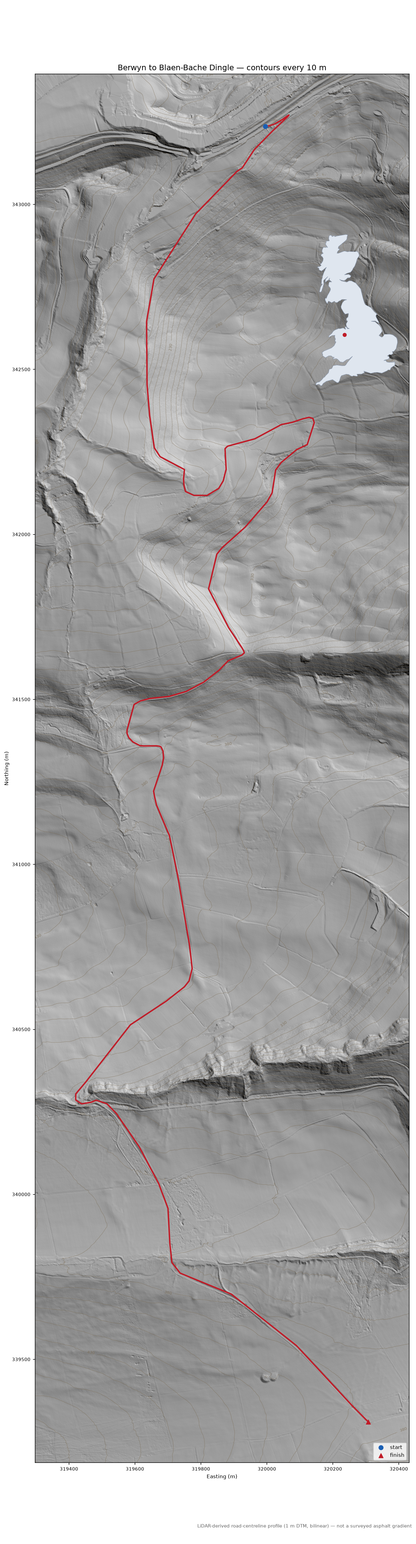 Barber's Hill LiDAR hillshade map with contours