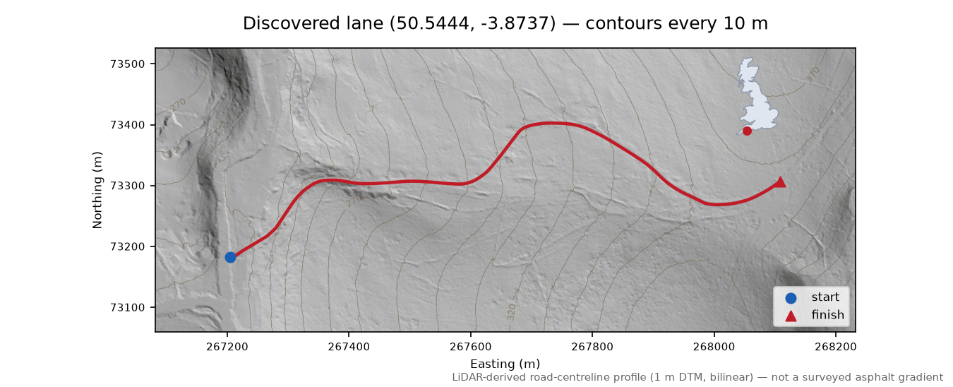 Dartmeet LiDAR hillshade map with contours