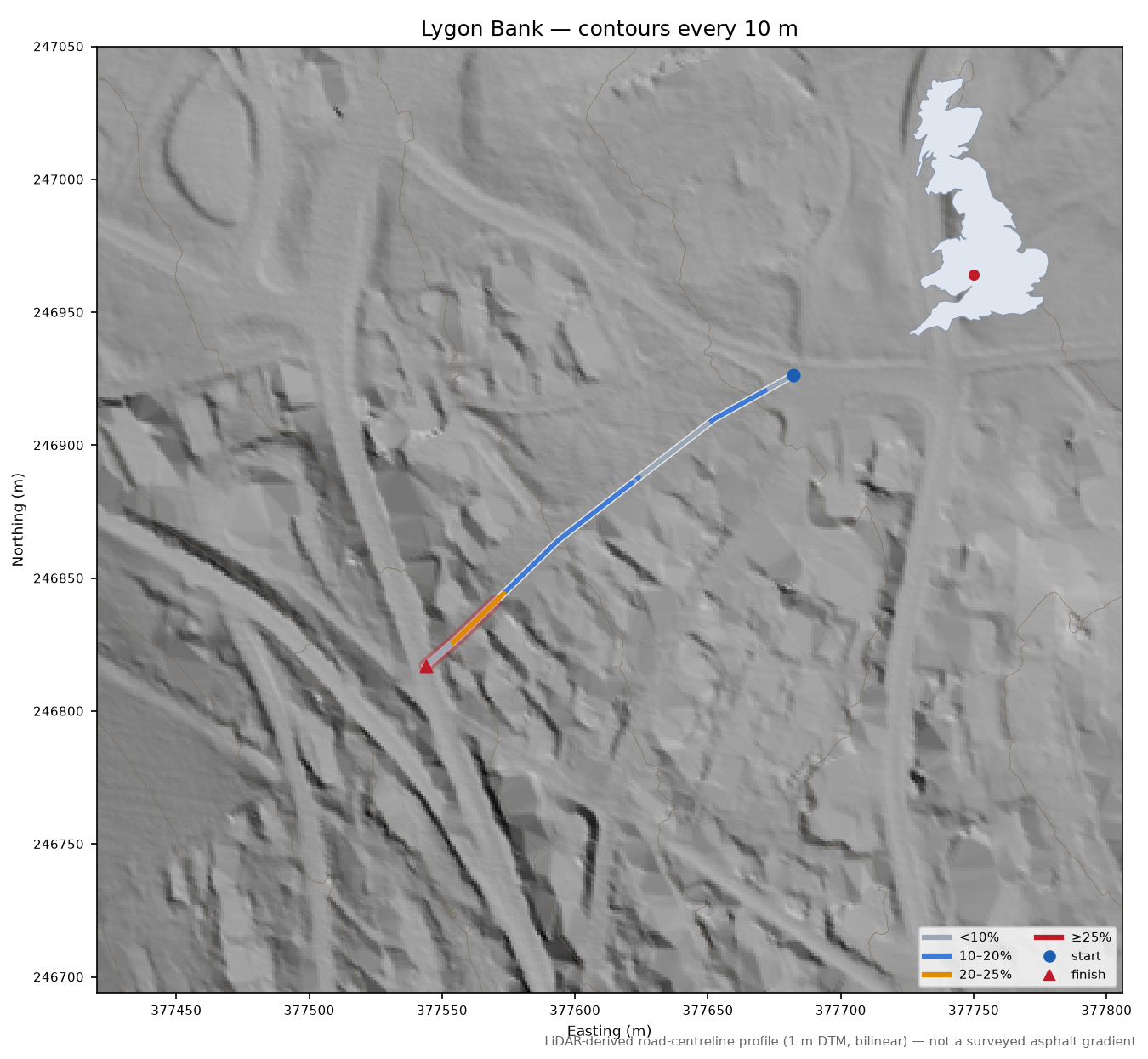 Lygon Bank LiDAR hillshade map with contours