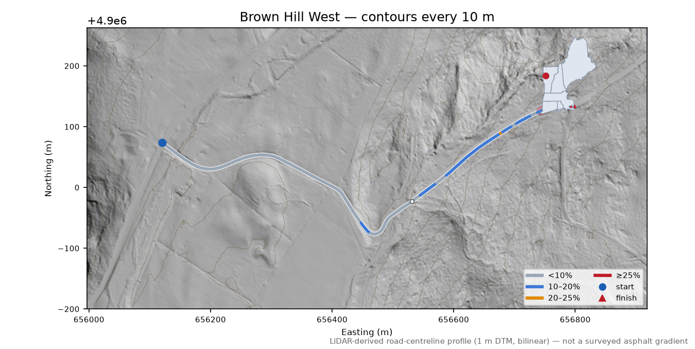 Brown Hill West LiDAR hillshade map with contours