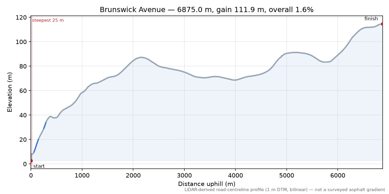 Brunswick Avenue elevation profile