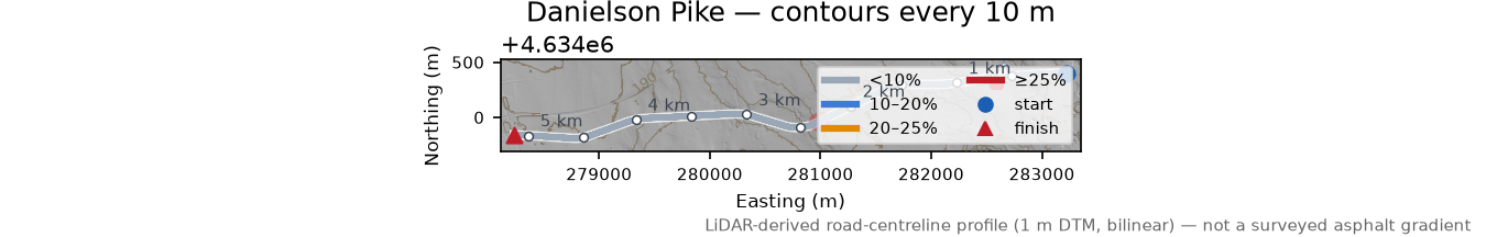 Danielson Pike LiDAR hillshade map with contours