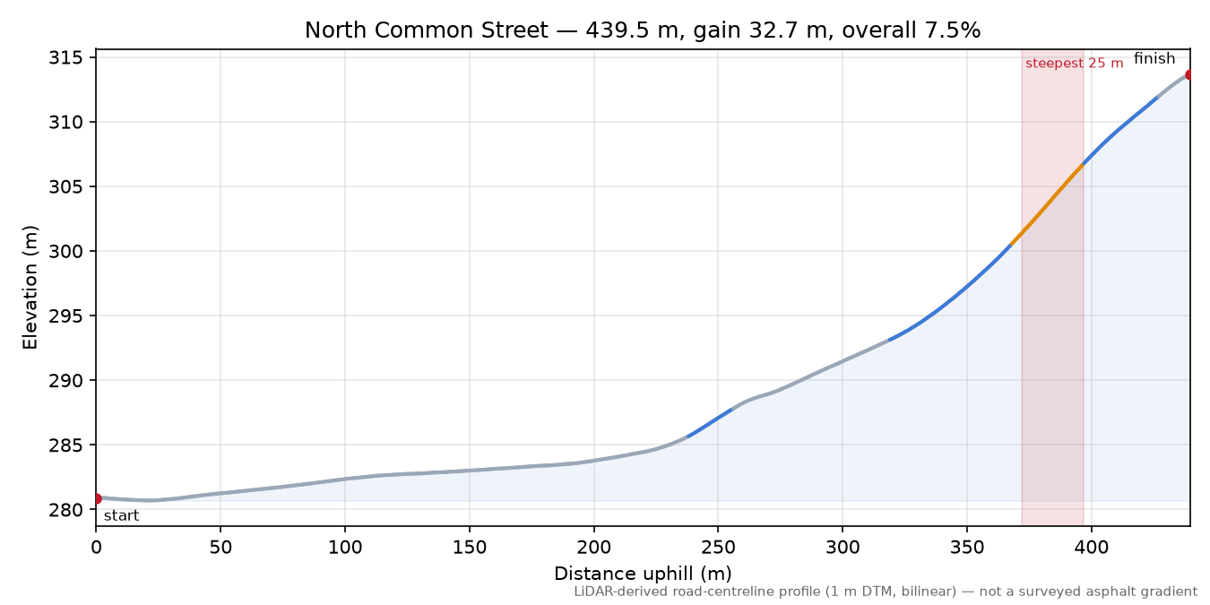 North Common Street elevation profile